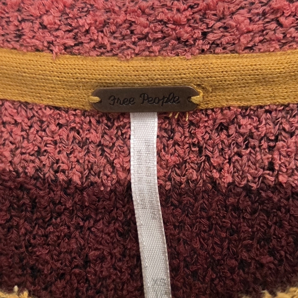 Free People Candyland Stripes Orange Pink Pullover Terry Sweater Size XS - Picture 6 of 8